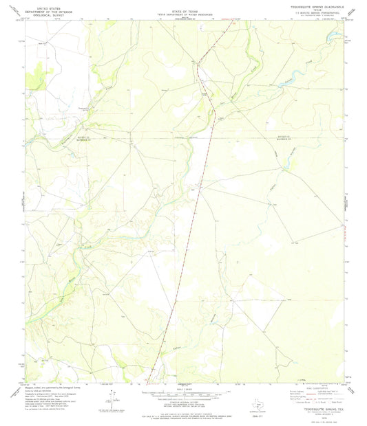 Classic USGS Tequesquite Spring Texas 7.5'x7.5' Topo Map Image