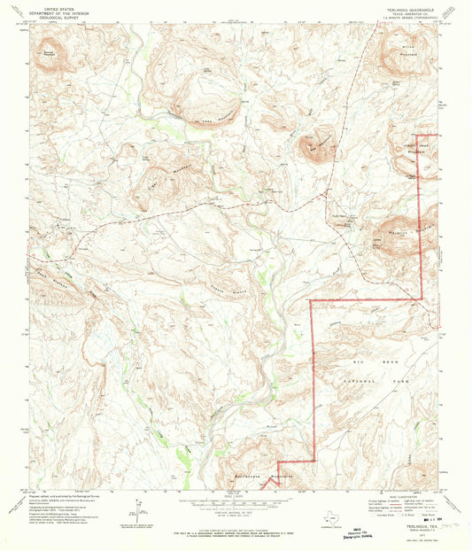 Classic USGS Terlingua Texas 7.5'x7.5' Topo Map Image