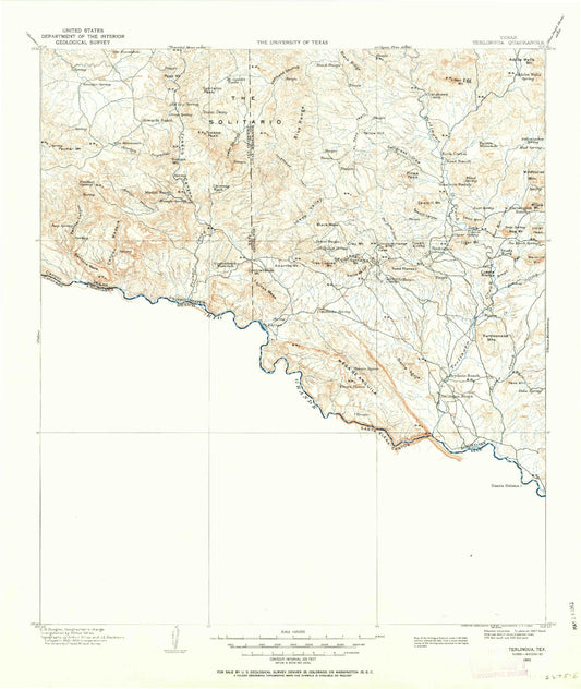 Historic 1903 Terlingua Texas 30'x30' Topo Map Image