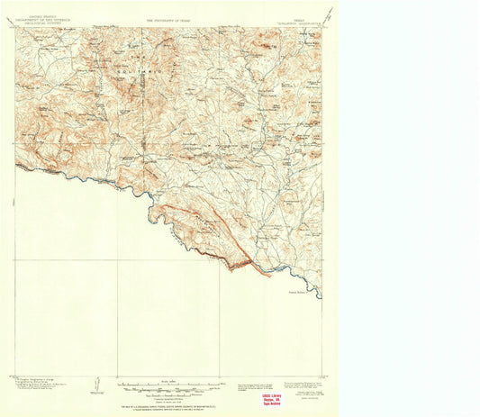 Historic 1904 Terlingua Texas 30'x30' Topo Map Image