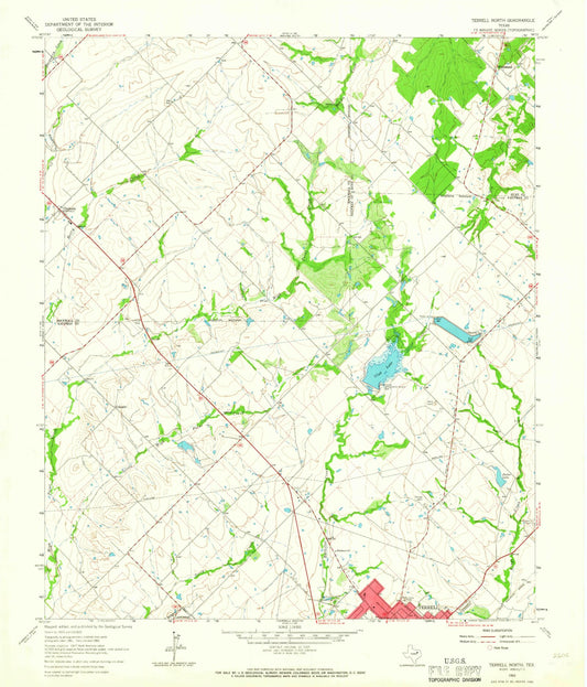Classic USGS Terrell North Texas 7.5'x7.5' Topo Map Image