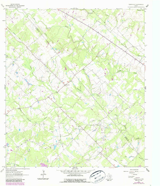 Classic USGS Terryville Texas 7.5'x7.5' Topo Map Image