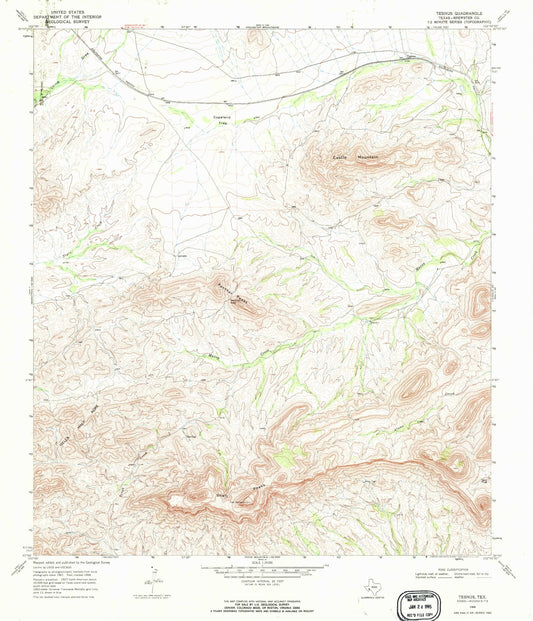 Classic USGS Tesnus Texas 7.5'x7.5' Topo Map Image