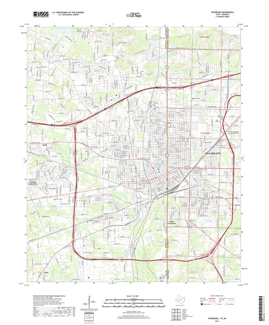 Texarkana Texas US Topo Map Image