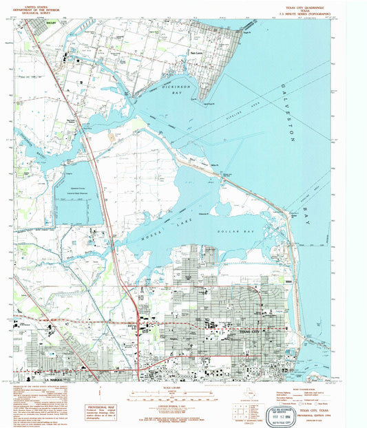 Classic USGS Texas City Texas 7.5'x7.5' Topo Map Image