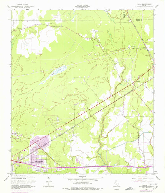 Classic USGS Texla Texas 7.5'x7.5' Topo Map Image