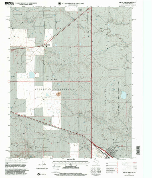 Classic USGS Texline North Texas 7.5'x7.5' Topo Map Image