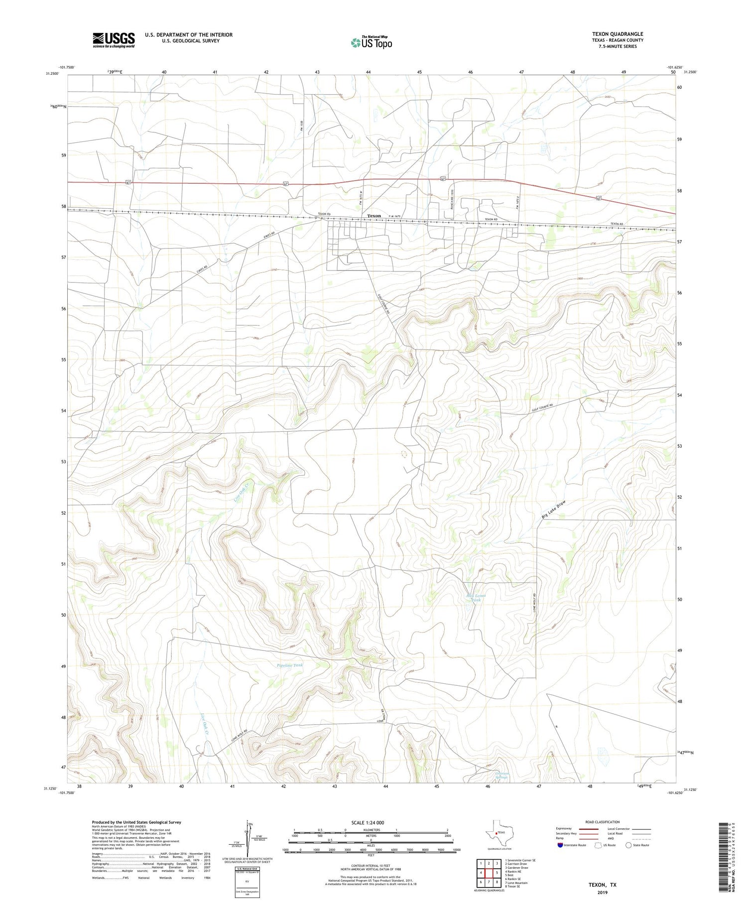 Texon Texas US Topo Map Image