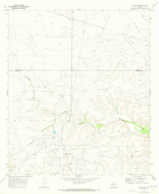 Classic USGS Texon SE Texas 7.5'x7.5' Topo Map Image