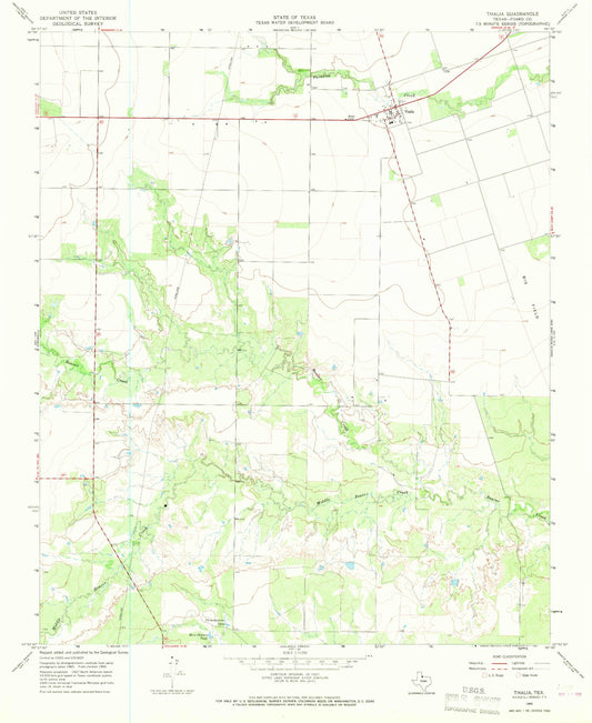 Classic USGS Thalia Texas 7.5'x7.5' Topo Map Image