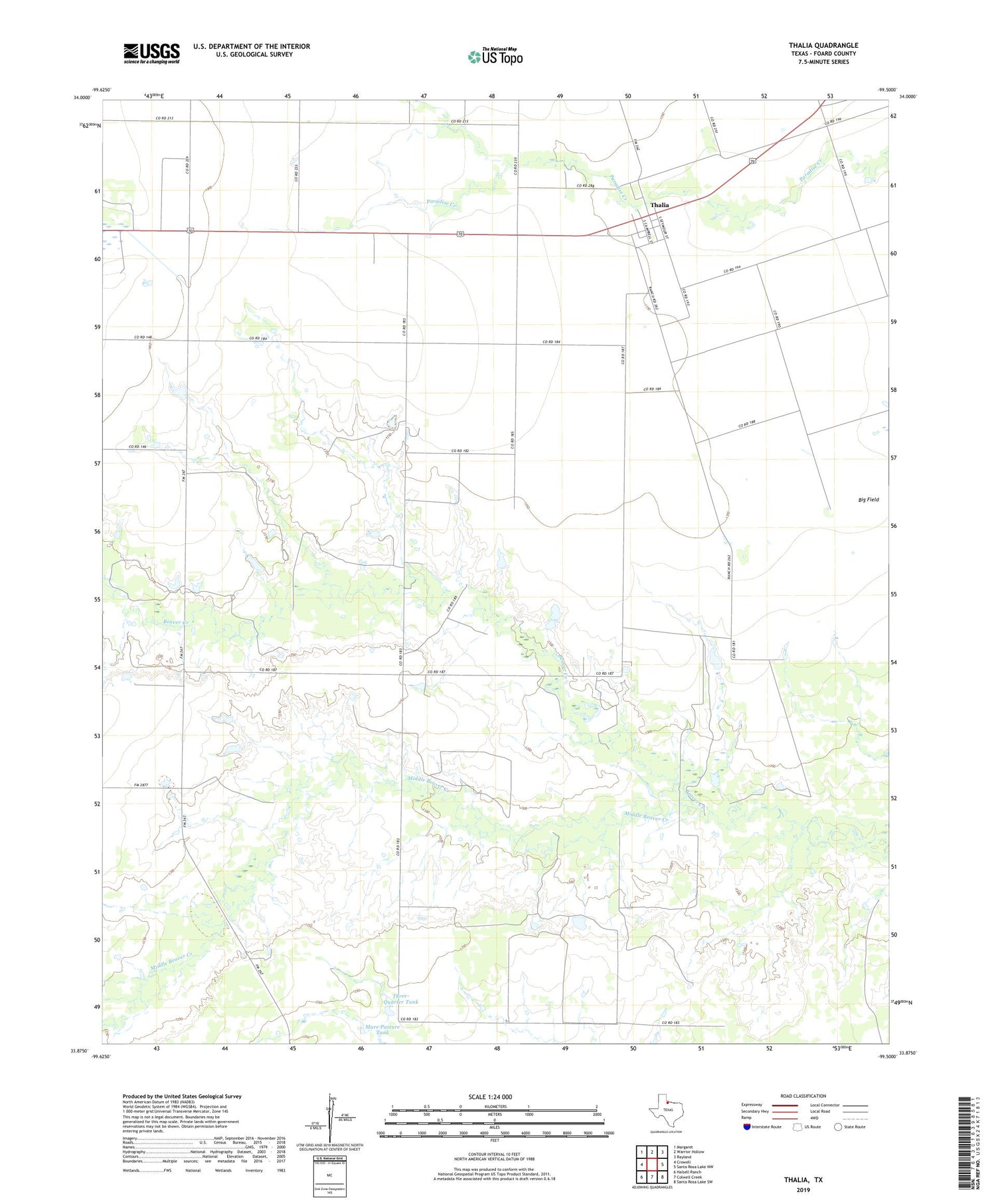 Thalia Texas US Topo Map Image