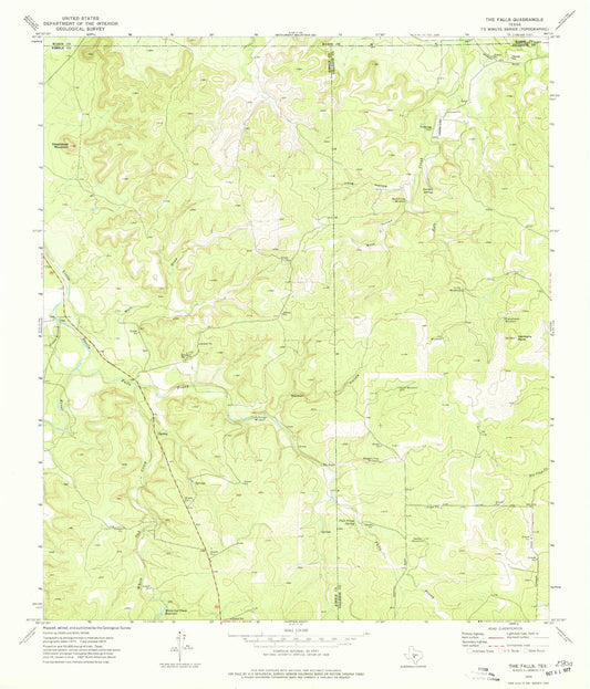 Classic USGS The Falls Texas 7.5'x7.5' Topo Map Image