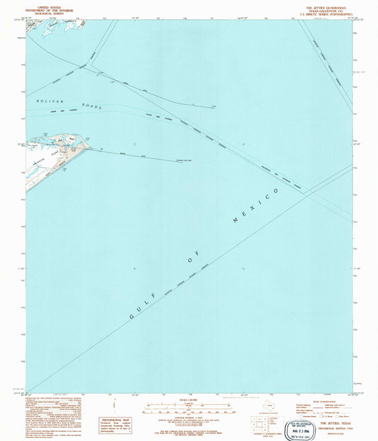 Classic USGS The Jetties Texas 7.5'x7.5' Topo Map Image