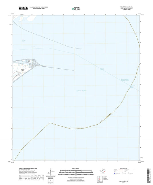 The Jetties Texas US Topo Map Image