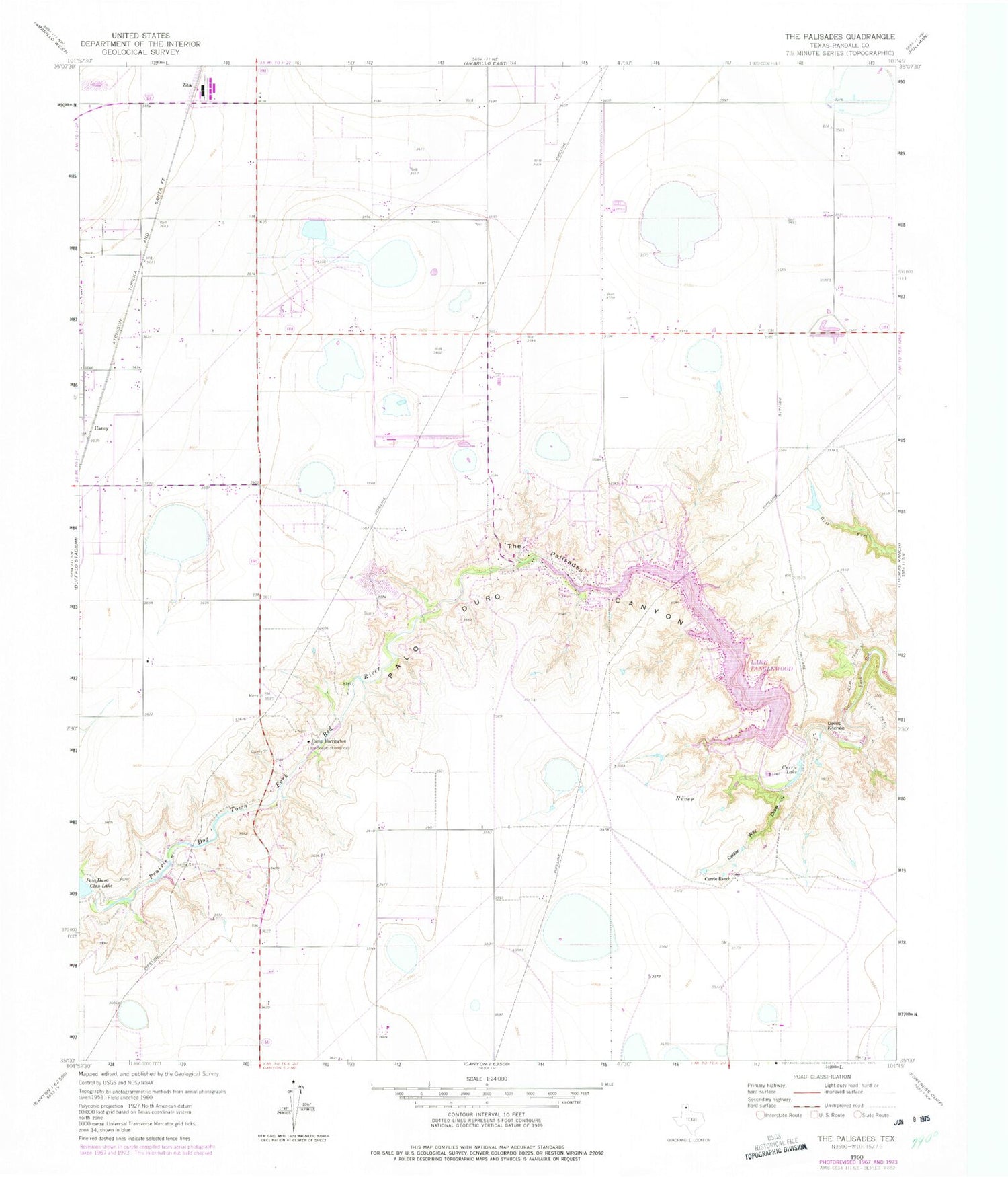 Classic USGS The Palisades Texas 7.5'x7.5' Topo Map Image