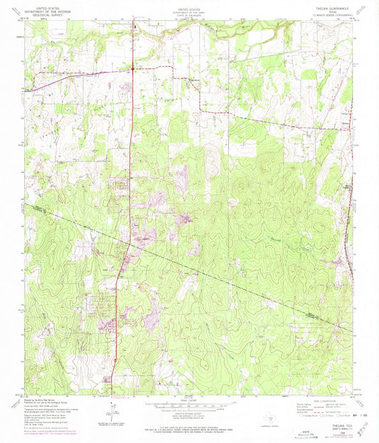 Classic USGS Thelma Texas 7.5'x7.5' Topo Map Image