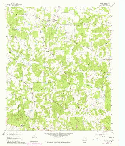 Classic USGS Thomas Texas 7.5'x7.5' Topo Map Image