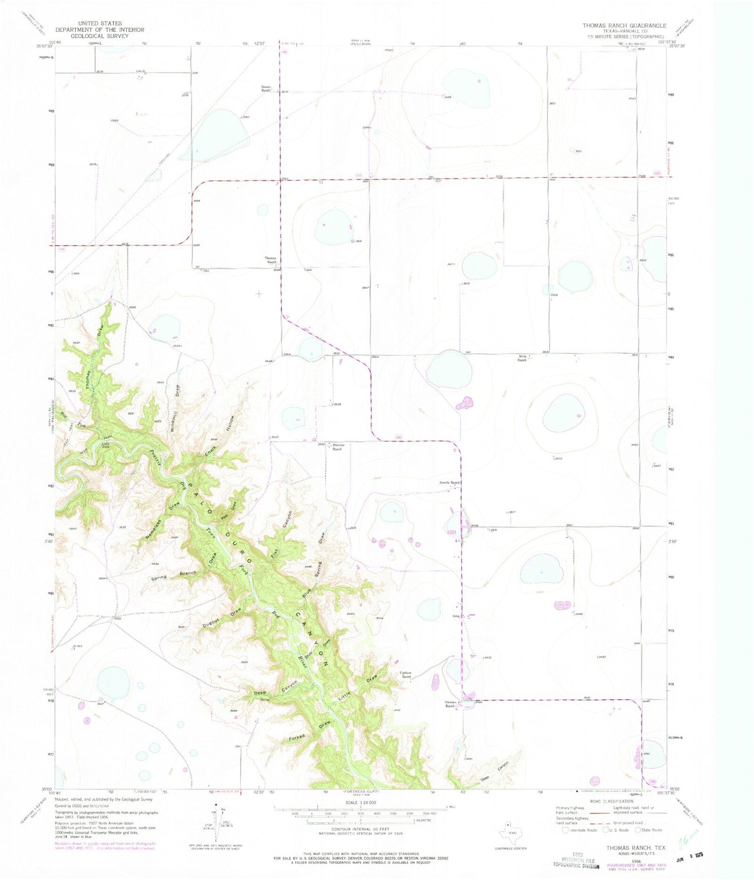 Classic USGS Thomas Ranch Texas 7.5'x7.5' Topo Map Image