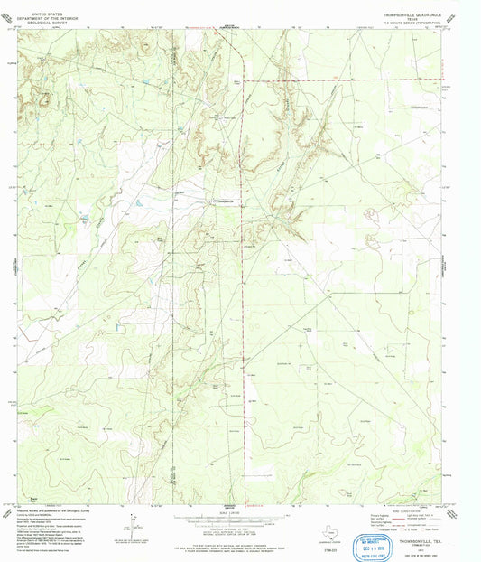 Classic USGS Thompsonville Texas 7.5'x7.5' Topo Map Image