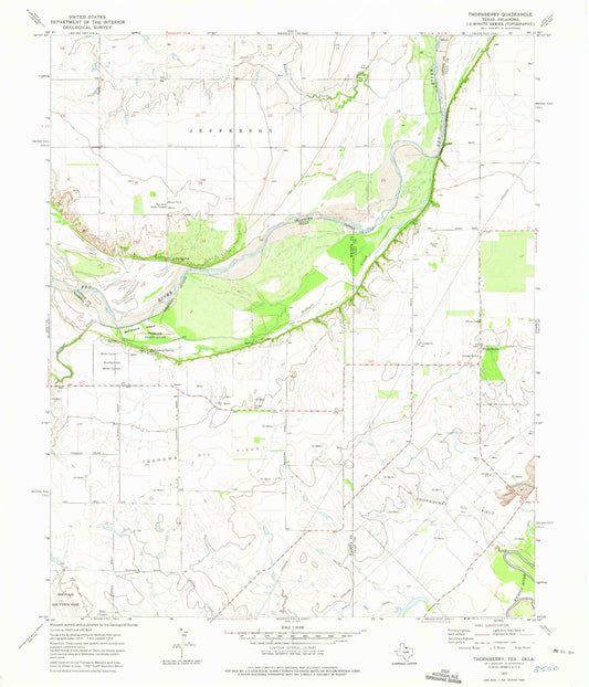 Classic USGS Thornberry Texas 7.5'x7.5' Topo Map Image