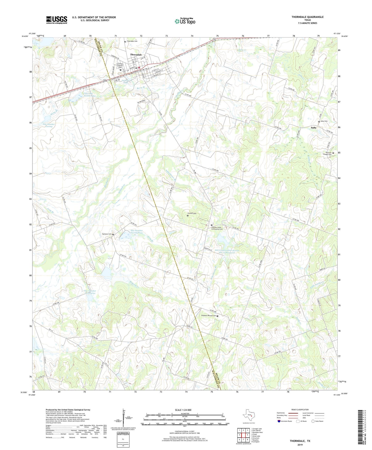 Thorndale Texas US Topo Map Image