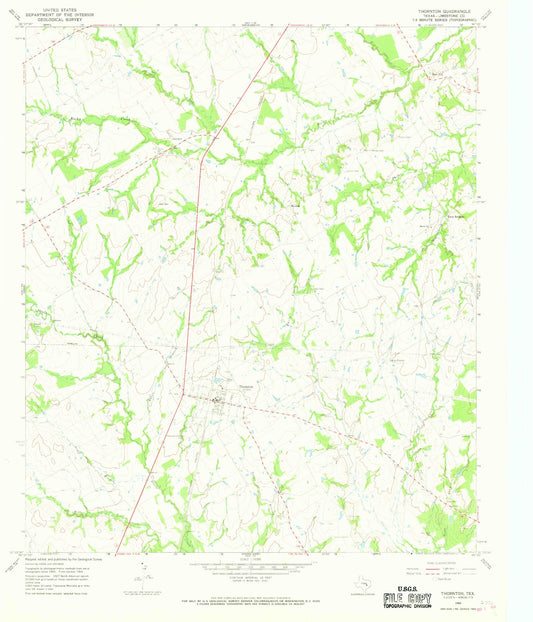Classic USGS Thornton Texas 7.5'x7.5' Topo Map Image