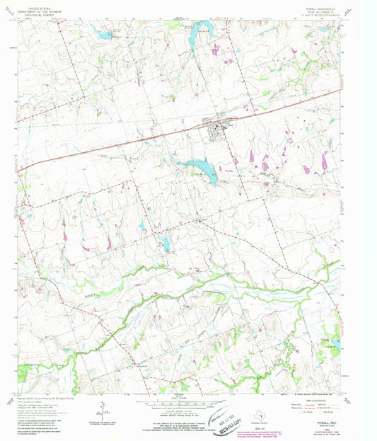 Classic USGS Thrall Texas 7.5'x7.5' Topo Map Image