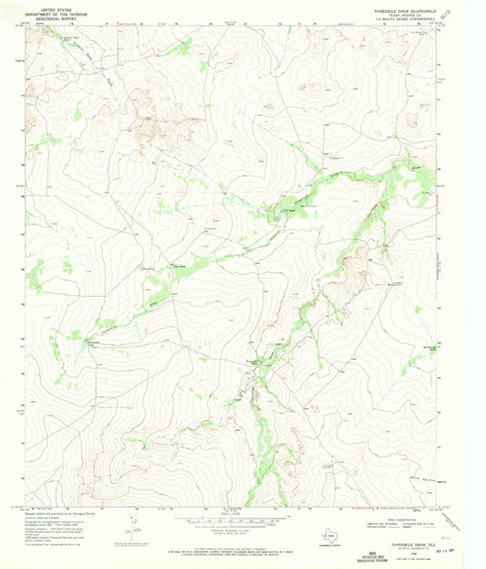 Classic USGS Threemile Draw Texas 7.5'x7.5' Topo Map Image