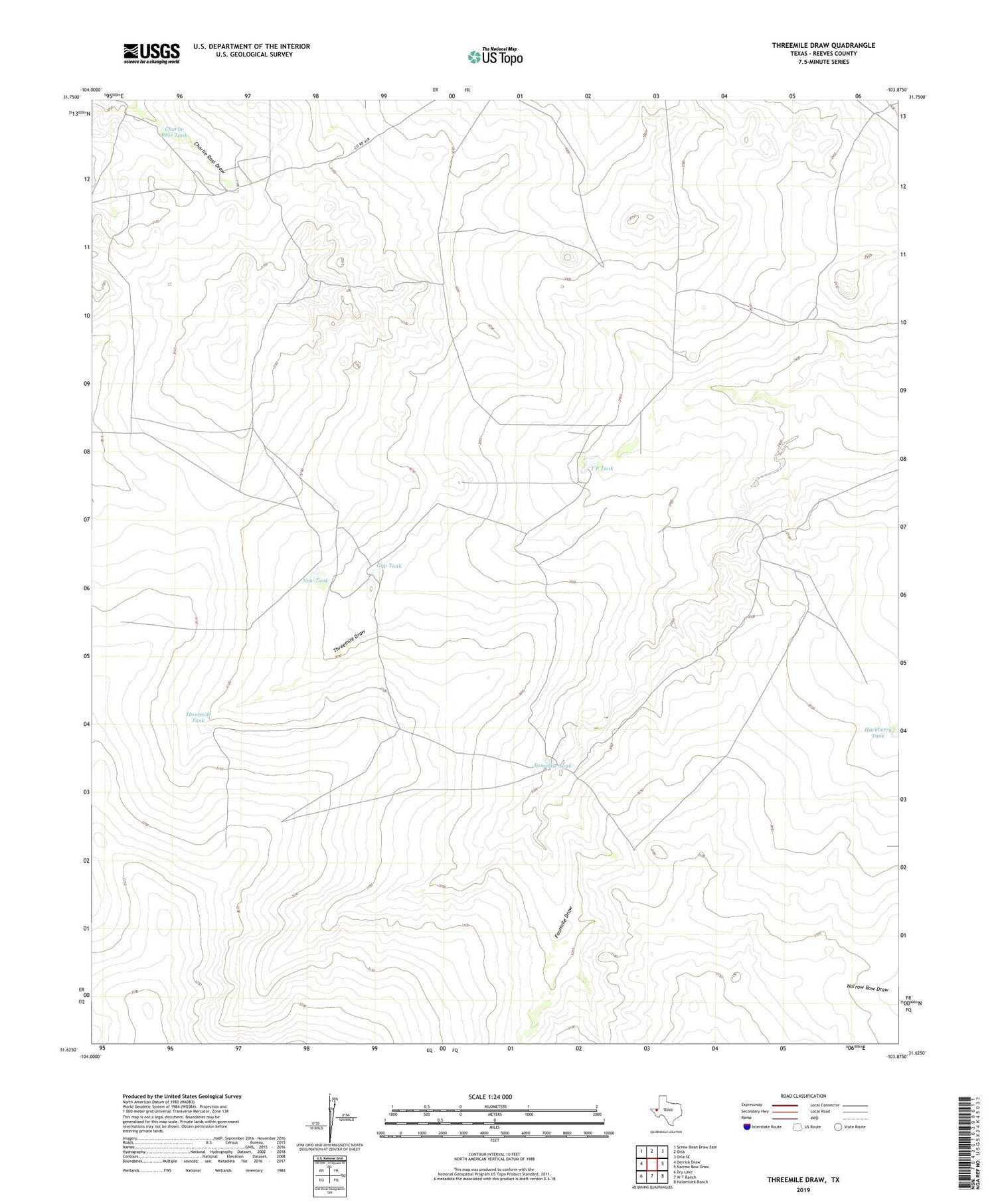 Threemile Draw Texas US Topo Map Image