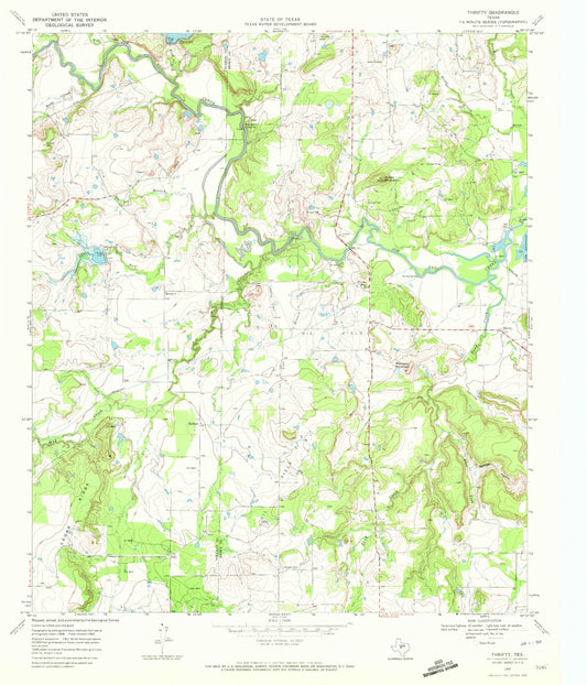 Classic USGS Thrifty Texas 7.5'x7.5' Topo Map Image