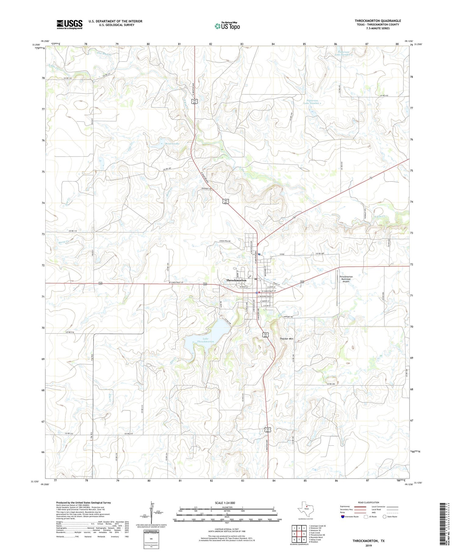 Throckmorton Texas US Topo Map Image
