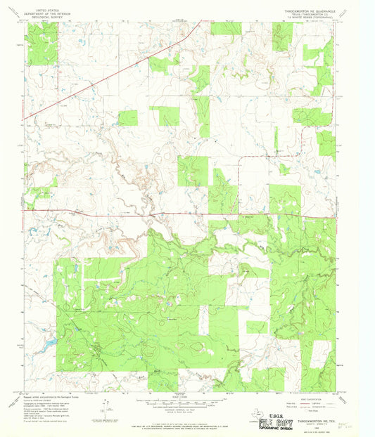 Classic USGS Throckmorton NE Texas 7.5'x7.5' Topo Map Image