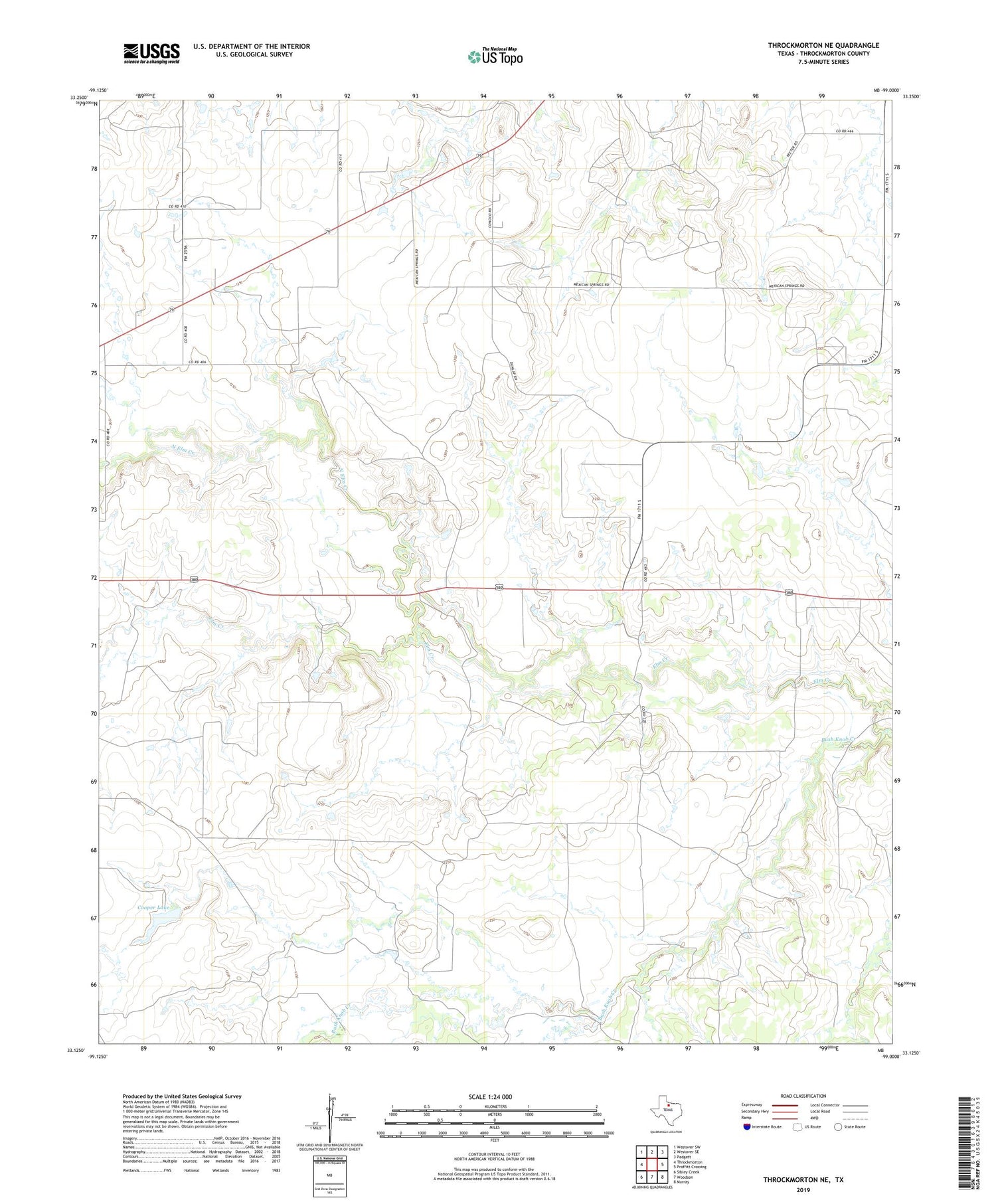 Throckmorton NE Texas US Topo Map Image