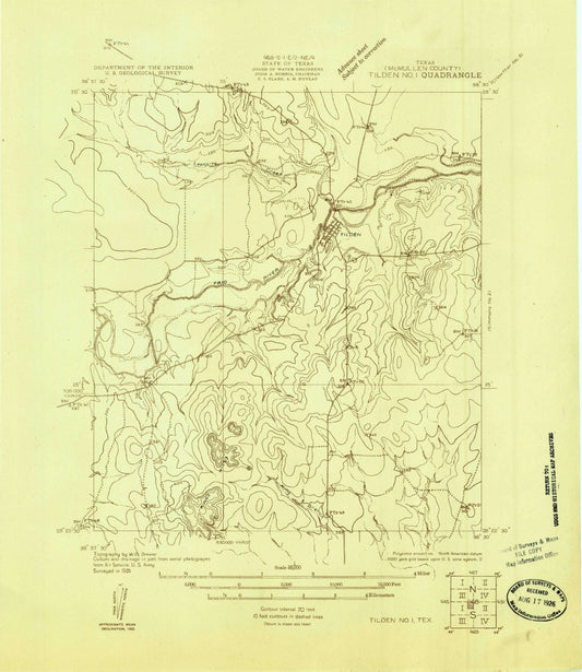 Classic USGS Tilden Texas 7.5'x7.5' Topo Map Image