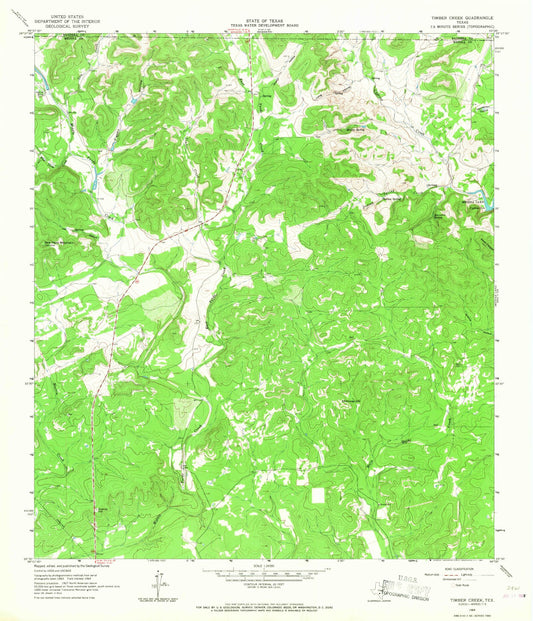 Classic USGS Timber Creek Texas 7.5'x7.5' Topo Map Image