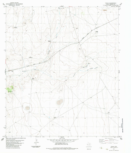 Classic USGS Tinaja Texas 7.5'x7.5' Topo Map Image