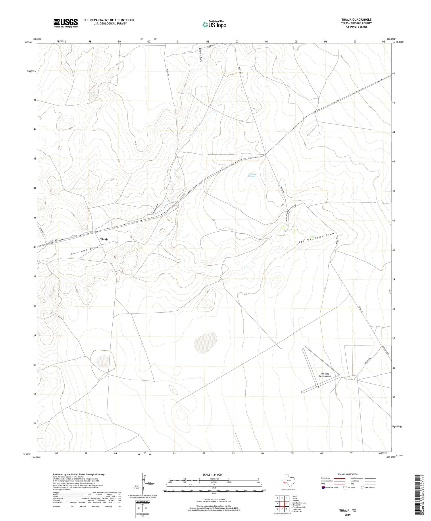 Tinaja Texas US Topo Map Image