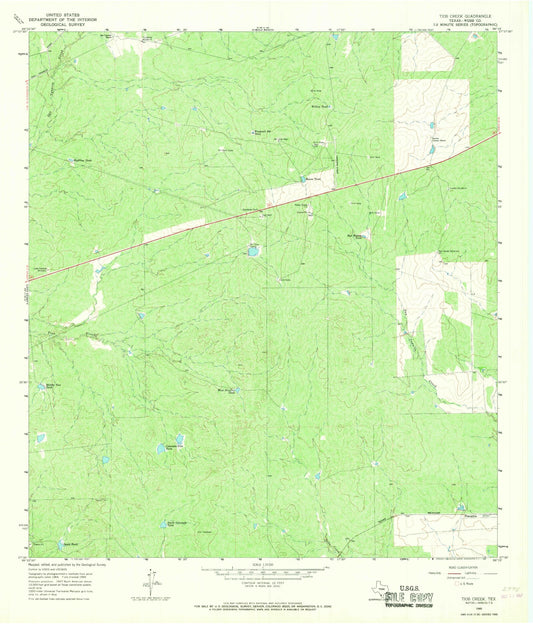 Classic USGS Tios Creek Texas 7.5'x7.5' Topo Map Image