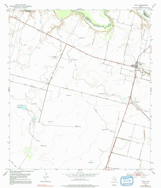 Classic USGS Tivoli Texas 7.5'x7.5' Topo Map Image
