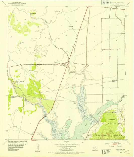 Classic USGS Tivoli SW Texas 7.5'x7.5' Topo Map Image