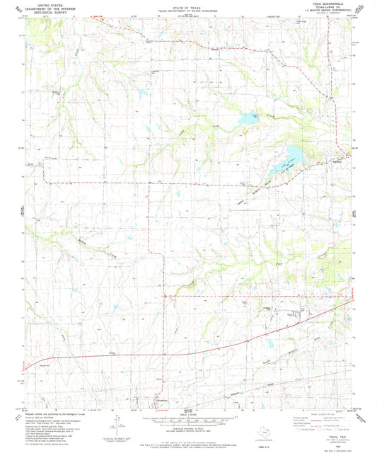 Classic USGS Toco Texas 7.5'x7.5' Topo Map Image