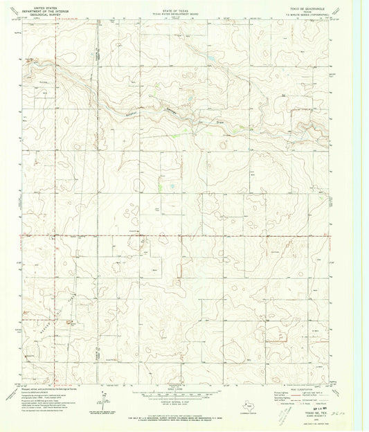 Classic USGS Tokio SE Texas 7.5'x7.5' Topo Map Image