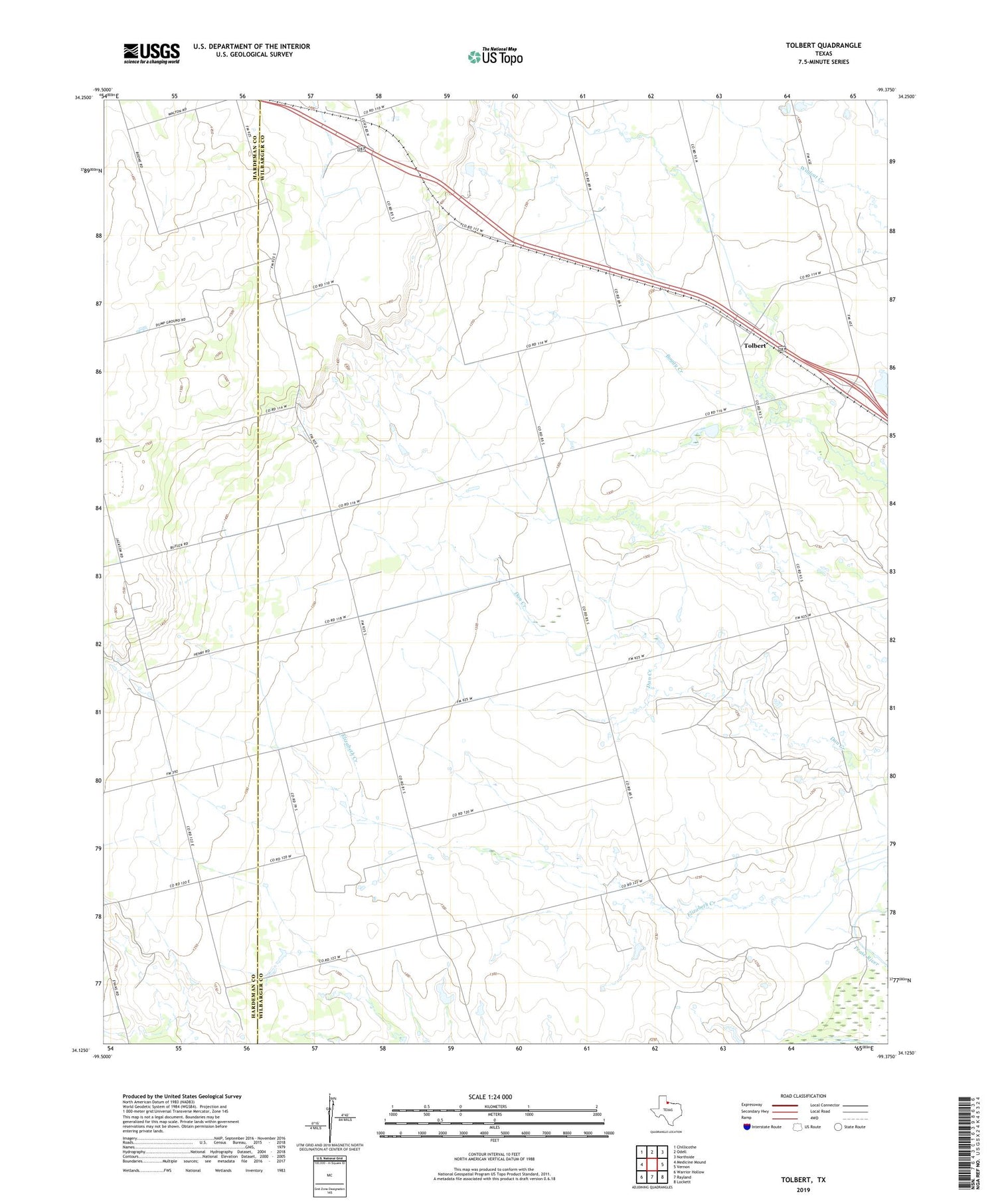 Tolbert Texas US Topo Map Image