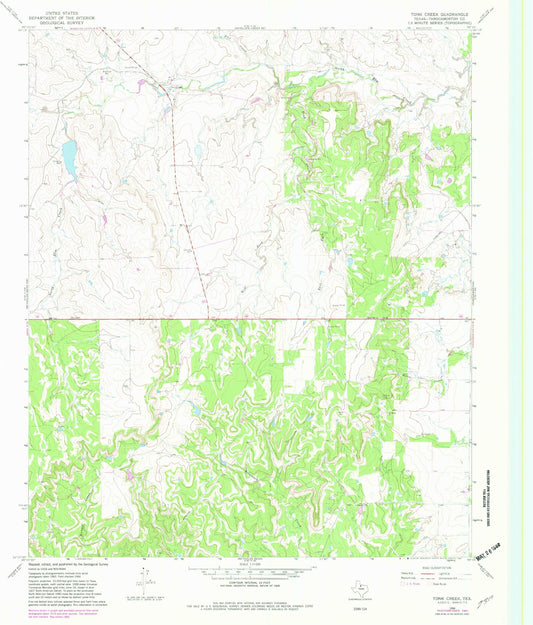 Classic USGS Tonk Creek Texas 7.5'x7.5' Topo Map Image