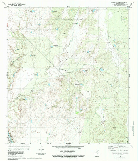 Classic USGS Tordillo Creek Texas 7.5'x7.5' Topo Map Image