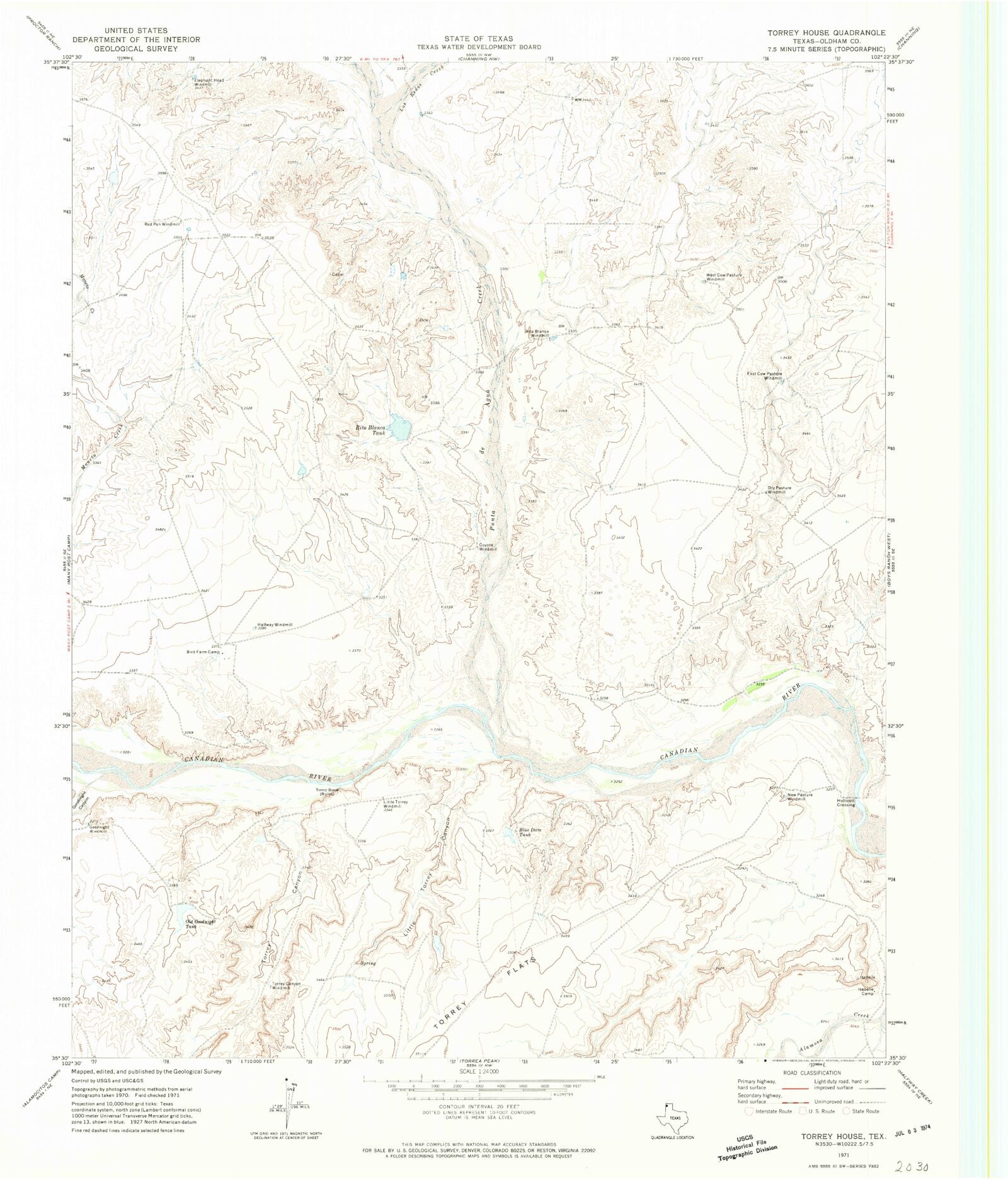 Classic USGS Torrey House Texas 7.5'x7.5' Topo Map – MyTopo Map Store