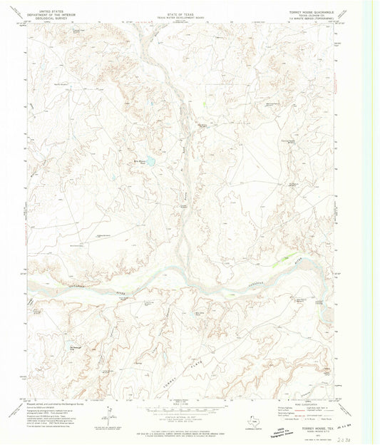 Classic USGS Torrey House Texas 7.5'x7.5' Topo Map Image