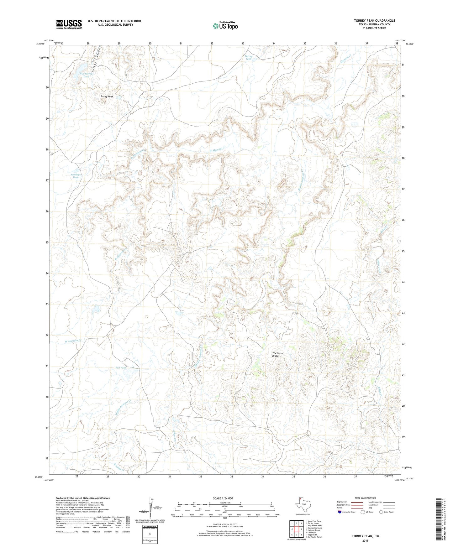 Torrey Peak Texas US Topo Map Image