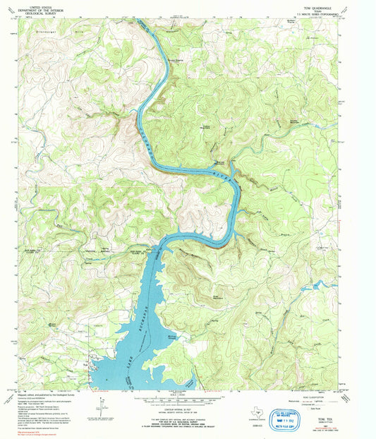 Classic USGS Tow Texas 7.5'x7.5' Topo Map Image