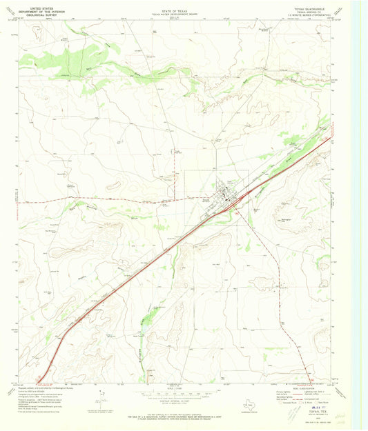 Classic USGS Toyah Texas 7.5'x7.5' Topo Map Image